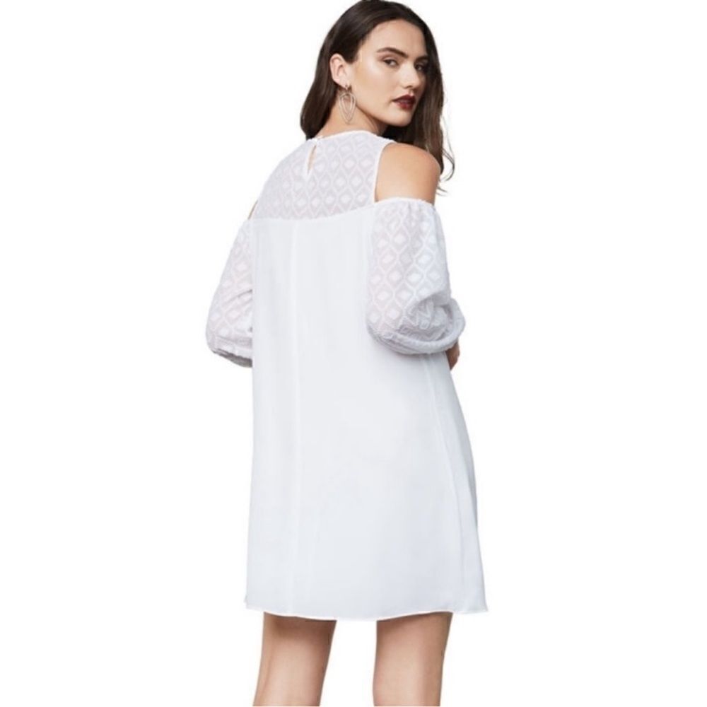 BCBGMaxAzria Cherie White Cold Shoulder Flowy Long Sleeve Dress Size XS